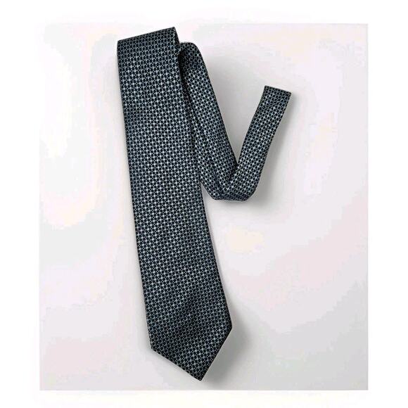 VTG Brooks Brothers 346 Silk Tie Blue Gold Geometric 3.5” x 58” Made in USA - Picture 1 of 5